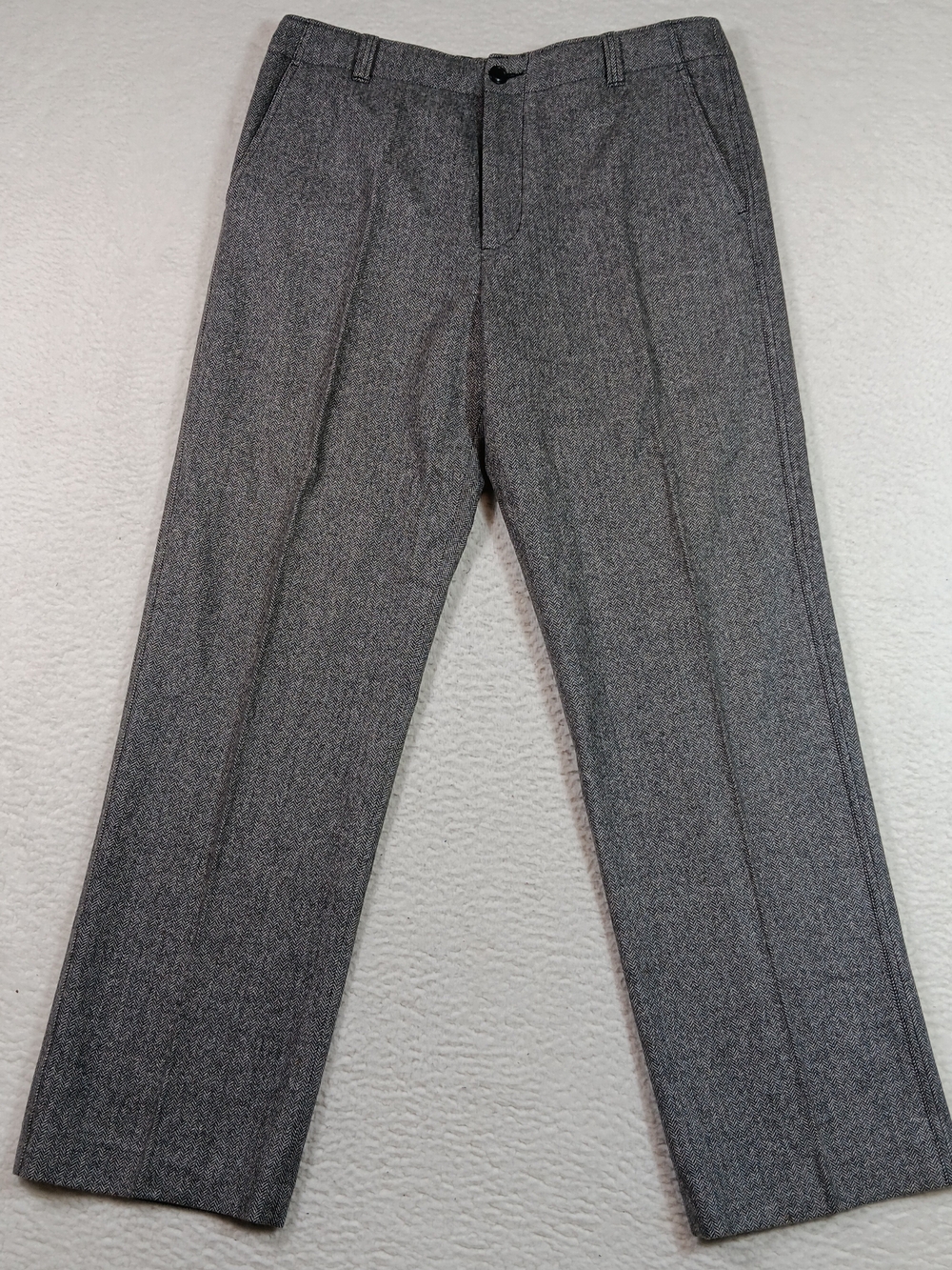 Vintage J Crew Pants Mens 36x34 Gray Wool Herringbone Pleated Pants Office